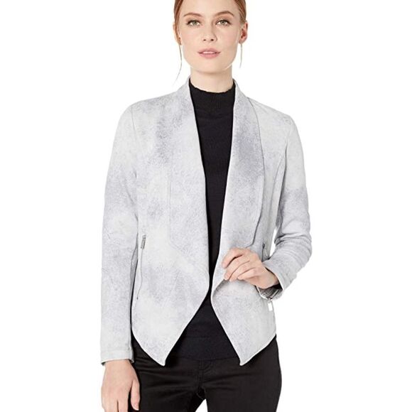 Jones New York Drape Front Jacket (Silver Grey) Women's Jacket - Picture 1 of 6